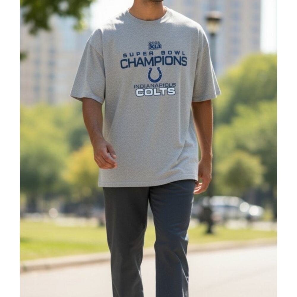 Super Bowl 41 Champions Indianapolis Colts Graphic T-Shirt Extra Large Grey